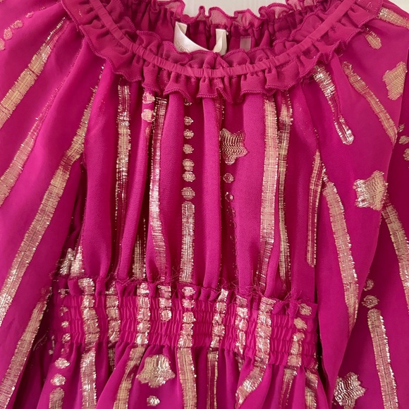 LoveShackFancy Mini Popover Dress Pink Gold Star Very Berry 2/3T Girls NWT - Picture 14 of 16